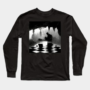 A man playing chess in cave on a rainy day Long Sleeve T-Shirt